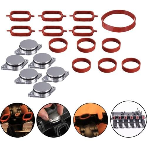 One Set 19PCS 32mm O-Ringen Aluminum Exhaust Pipe Repair Kit with Gaskets For BMW E46 E53 E60 E61 E63 E66 1998- 2013 11612246945
