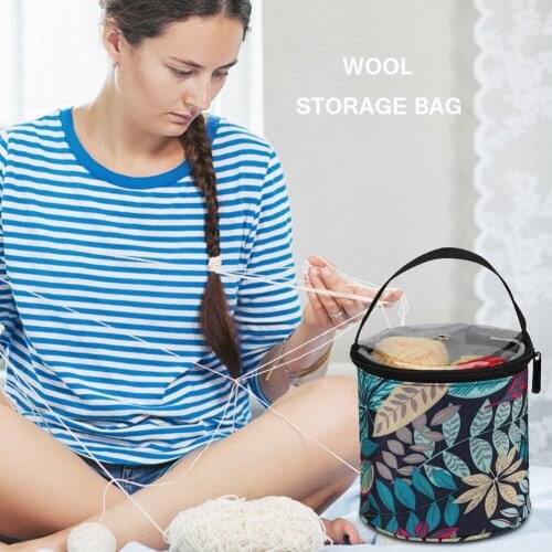 Blue Printing Multifunctional Knitting Bag DIY Sewing Tool Yarn Case Household Crocheting Thread Wool Storage Handbag