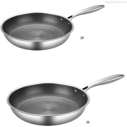 Stainless Steel Material Frying Pan Non-stick Pot Cookware 2 Sizes Choose Fried Steak Pot Saucepan Honeycomb Kitchenware