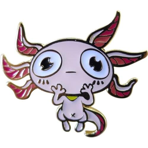 Super cute axolotl enamel pin amazing amphibians pet collection