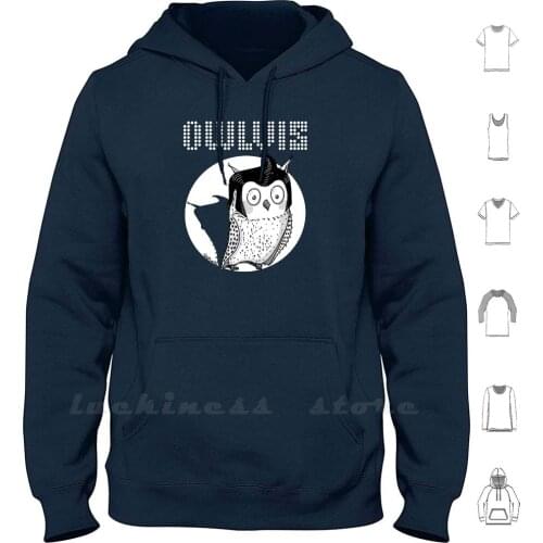 Owlvis [ Elvis Parody ] Hoodies Long Sleeve Elvis Owlvis The King Owl Owls Tsipilevin Bird Birds Animal