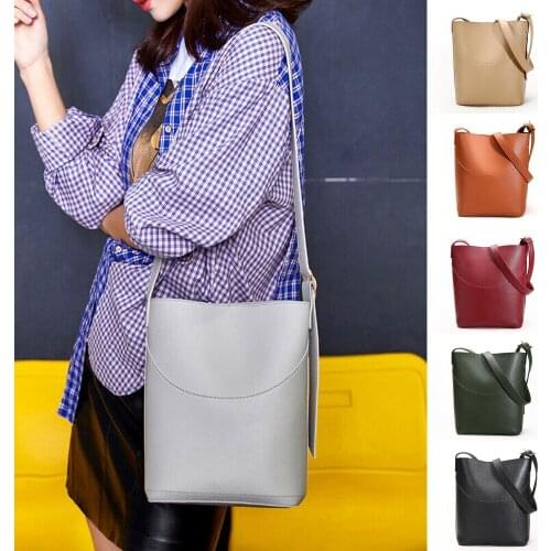 Women Shoulder Bag Large Capacity Chain Bucket Handbags Quality PU leather Womens Totes Solid Bag Bolsa Feminin
