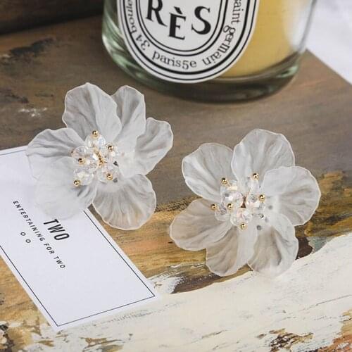 New Hot Fashion Big Transparent Crystal Flower Earrings For Women Jewelry Elegant Gift Ear Studs Jewelry Gift Pendientes Brincos