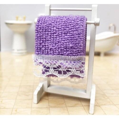 1 Pc 1:12 Dollhouse Miniature Bathroom Towel Bath Towel Model Toy Doll House Decor
