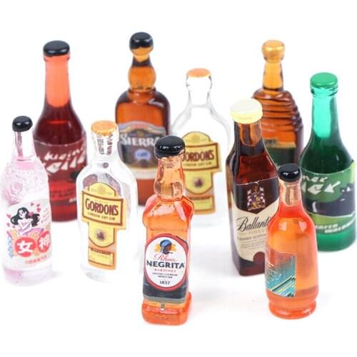 10Pcs 1:12 Dollhouse Miniature Drinks Wine Model Doll Kitchen Food Accessories