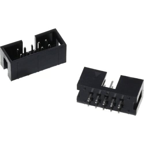 10 Pcs DC3 10 Pin 2x5 Pin Double Row 2.54mm Pitch Straight Pin Male IDC Box Header Connector