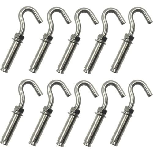 10-Pack 304 Stainless Steel Open Cup Hook Expansion Screw Bolts M8