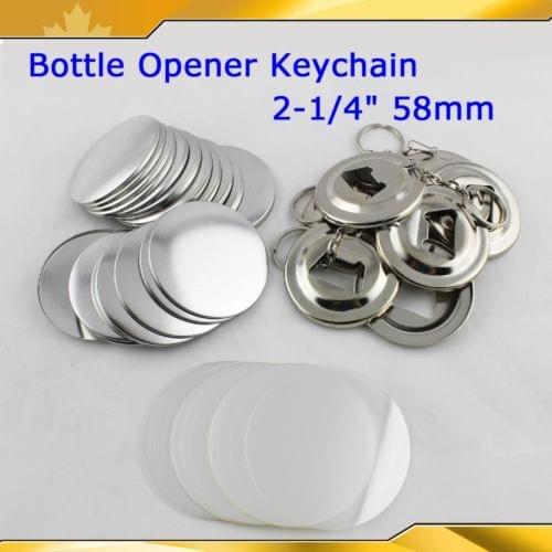 2-1/4" 58mm 100 Sets Bottle Opener KeyChain Badge Button Supply Materials for NEW Professional Badge Button Maker
