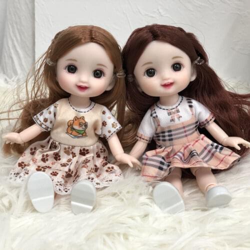 16cm Mini BJD Doll 2pc/lot 13 Moveable Jointed Bjd Toy Dress UP Couple Girl Body Make Up Doll Fashion Dolls Toy For Girls Gift