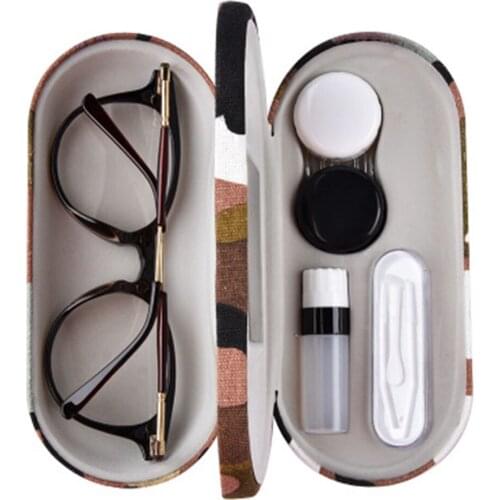 2 in 1 Double Sided Portable Contact Lens Case and Glasses Case,Dual Use Design for Travel Kit