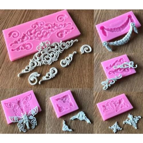 3D DIY Craft Vintage Relief Border Silicone Mold Cake Decorating Fondant Chocolate Candy Mold Cupcake Hollow Embossed Frame Tool