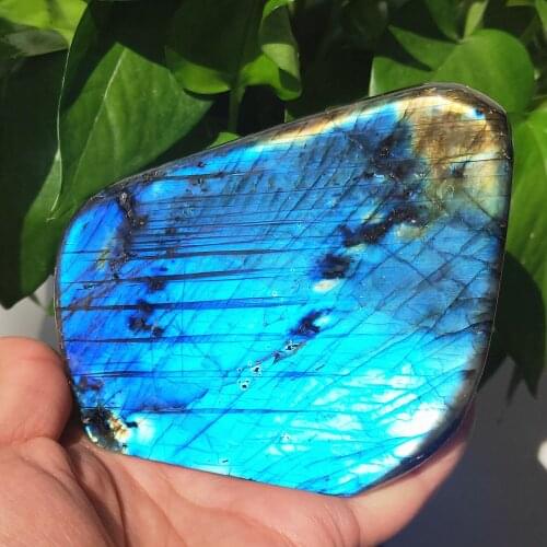 460-510g Natural Blue Labradorite Quartz Free Form Beautiful Flash Labrador Gemstone Decoration Healing Reiki