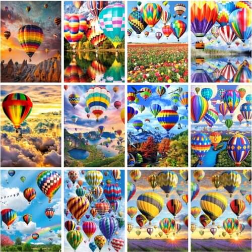 DIY 5D Diamond Painting Cros Stitch Kits Hot Air Balloon Scenery Diamond Embroidery Handmade Unique Gift Wall Art Hobbies Crafts