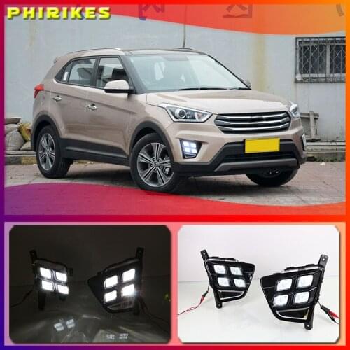 Car Accessories Waterproof ABS 12V LED Daytime Running Light DRL Fog Lamp Decoration For Hyundai Creta IX25 2014 2015 2016