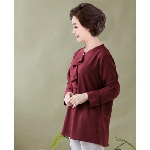 Plus size l-6xl(bust 127cm)New Spring&Autumn 2019 middle-aged and old women chiffon shirt mother big yards long sleeve blouse