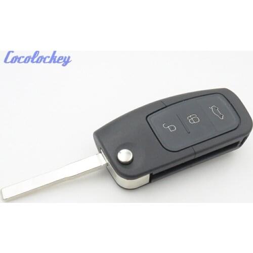 Cocolockey 3 Buttons Flip Folding Remote Key Shell Cover For FORD Focus Mondeo Replacement Key Case Fob Uncut Blade