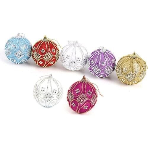 8cm Flower Wreath Decoration Christmas Home Decor Christmas Rhinestone Glitter Baubles Ball Xmas Tree Ornament Decoration #WT