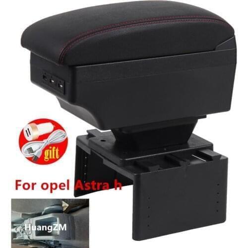 For Astra Opel Armrest Box For opel Astra h Car Central Armrest Storage Box modification accessories with USB LED light