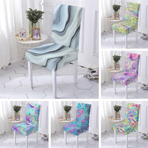 Elastic Marble Chair Cover Stretch Dining Chair Slipcover Elastic High Back Living Room Chair Covers for Dining Room Kitchen