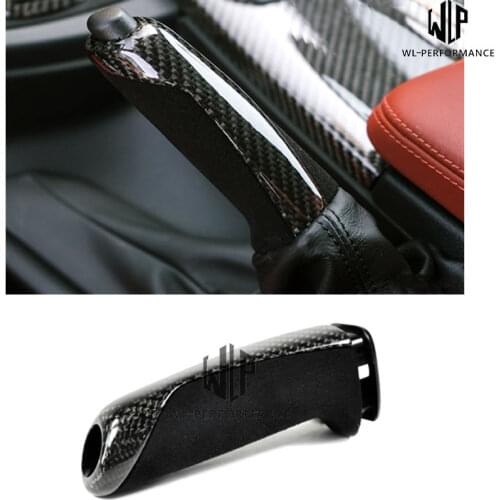 F80 F82 F83 M3 M4 Car Styling High Quality Carbon fiber + Artificial Suede Hand Brake Cover For BMW F80 F82 M3 M4 Free Shipping