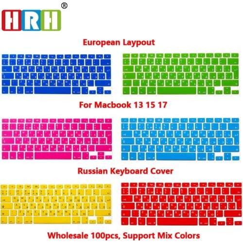HRH Wholesale Slim High Quality 100pcs EU Russian Silicone Keyboard Cover Protective Film for Macbook Air Pro Retina 13"15"17"