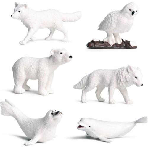 Toy Figures Model Handmade Wildlife Animal Bear Arctic Fox Wolf Beluga Whale Seal Snowy Owl Polar Region Educational