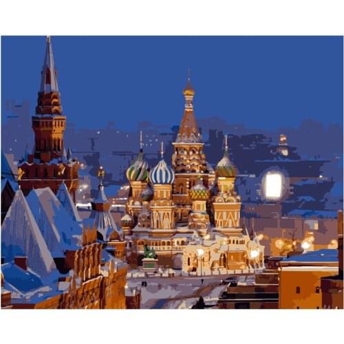 Painting By Numbers DIY Dropshipping 40x50 50x65cm Saint Basils Cathedral Landscape Canvas Wedding Decoration Art picture Gift