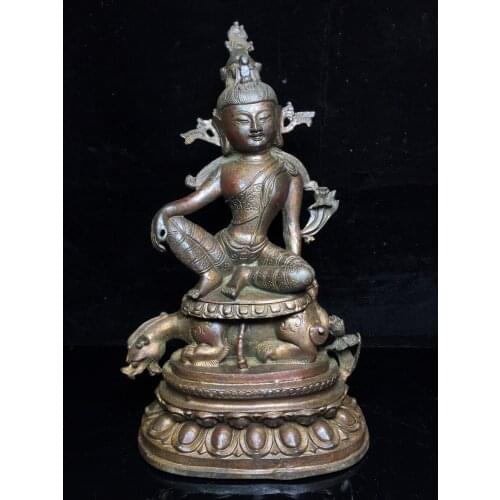 11"Chinese temple collection Old Bronze Cinnabar Lacquer Northern Wei Buddha Tara Bodhisattva Buddha Manjushri Sitting Buddha