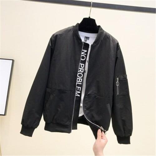 Women Coat Spring New Short Coat Female Loose Jacket Solid cColor Casual Baseball Uniform Long Sleeve Top Outerwear T307