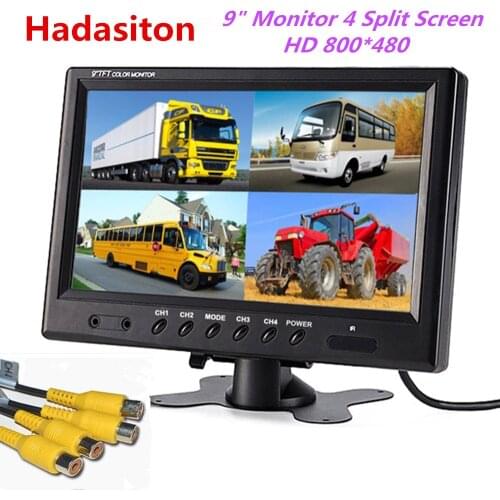 9 inch 4 Split Screen Car Monitor Headrest monitor 4 video input Use for Truck Bus Car and CCTV Security System