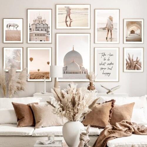 Kremlin Beach Girl Hot Air Balloon Horse Wall Art Canvas Painting Nordic Posters And Prints Wall Pictures For Living Room Decor