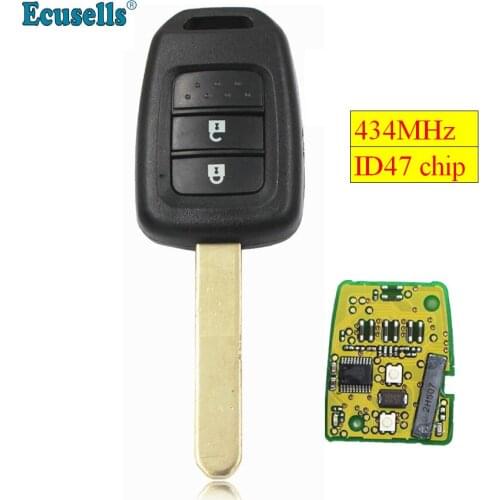 New 2 buttons Remote Car Key Fob for for Honda Crider Civic City BR-V wisdom 434mhz with ID47 Hitag 3 PCF7961 CHIP G type