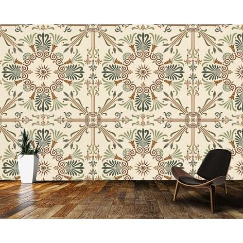 Papel de parede Ancient Greek floral pattern abstract retro wallpaper mural,living room tv wall bedroom wall papers home decor