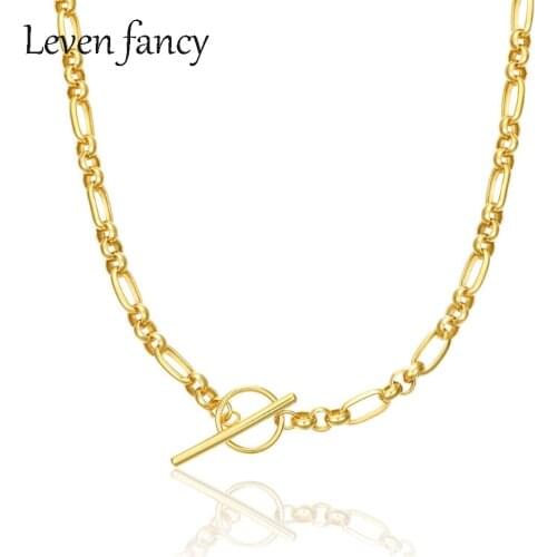 Punk Cuban Lock Chain OT Buckle Toggle Necklaces Women Simple Choker Collier Collares Jewelry 925 Sterling Silver Short Necklace