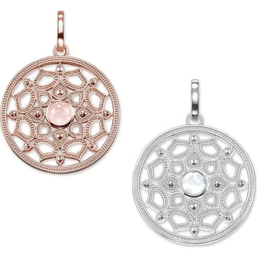 Lotus Flower Pendants 925 Sterling Silver Pink White Opal Cubic Zirconia for Necklace Women Men Punk DIY Accessories Findings