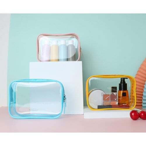 Transparent cosmetic finishing bag wash set PVC plastic handbag waterproof zipper storage packaging bag Makeup Wash Organizer