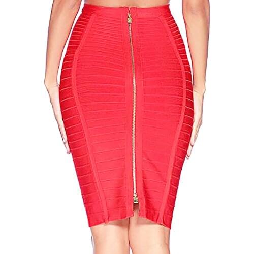 Sexy Light Blue 2018 Womens Newest Style Rayon Knee Length High Waist Bodycon Bandage Pencil Skirt