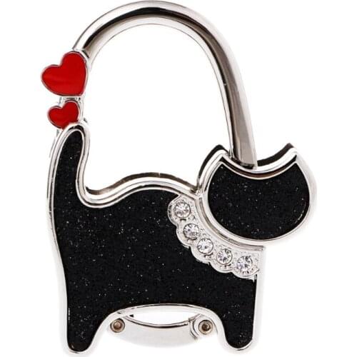 Mini Foldable Table Handbag Hook Bag Purse Metal Holder Cute Cat Shaped Hanger