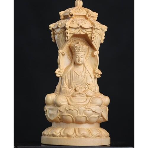 15.5cm Boxwood Wood Statue Figure Statue Buddha God Myth Feng Shui Office Wood Statue Decoration Collection