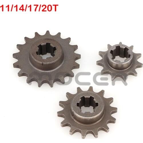T8F 11 14 17 20 Tooth Front Clutch Drum Gear Box Pinion Chain Sprocket For 2 Stroke 47cc 49cc Engine Chinese Minimoto Dirt Bike