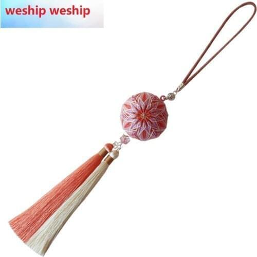 Warm orange Temari hand ball/Temari ball Material package(make by yourself) DIY Key buckle Pendant gift