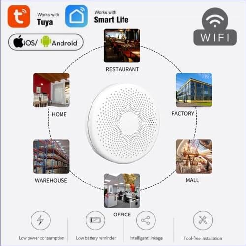 1-5pcs Tuya Smart WiFi Smoke Detector Smoke & Carbon Monoxide Composite Home Fire Detector Smoke Alarm Sensor For Home Security