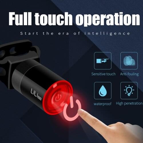 Bicycle Taillights IP65 Waterproof Touch Sensing Battery Reminder Brake Sensor Tail Lamp Portable Light USB Style Rechargeable