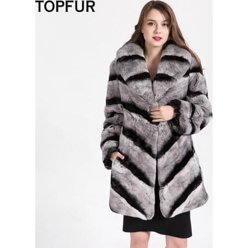 TOPFUR Casual Plus Size 2021 New Winter Natural Real Rex Rabbit Fur Thick jacket Women Warm Winter Real Fur With Fur Collar