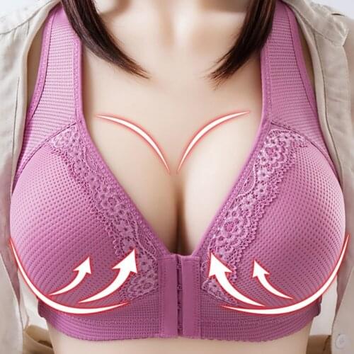 Plus Size Bras For Women Underwear Front Buckle Adjustme Push Up Bra Bralette Lingerie Female Bra Wireless Comfort Full Cup Bra