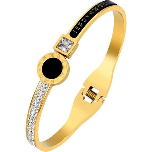 Womens Top Brand Roman Numeral Bangles for Women Luxury Vacuum Plating Bangle Cuff Bracelets Jewelry