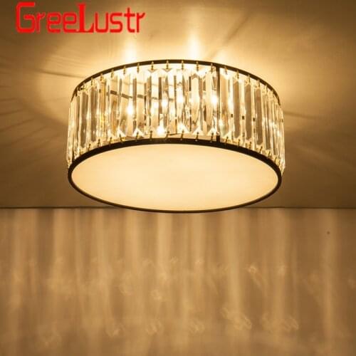 Gold/Black Crystal Modern LED Ceiling Chandelier Lamps Home Decor Lighting Fixtures for living room bedroon Round Ceiling Lamp