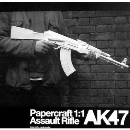 1:1 Scale Firearm Manual DIY 3D Paper Model White ak 47 Assault Rifle Handmade Gun Toy