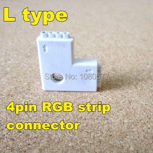 10pcs/lot, LED RGB strip connector, 4pin 10mm L type connector, 90 degrees for 5050 led strip, free shipping