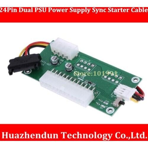 10pcs-Free Shipping New PC Desktop ATX 24Pin Dual PSU Power Supply Sync Starter Extender Cable for BTC Miner BTC
